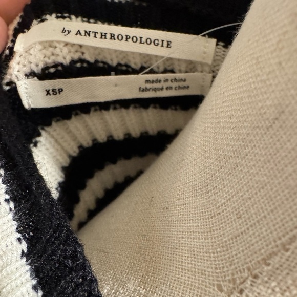 Anthropologie NWT Black and White Striped Mock Neck Sweater - Picture 2 of 5